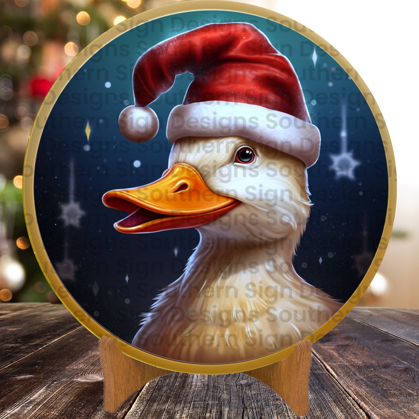 Happy Santa Duck Christmas Wreath Sign