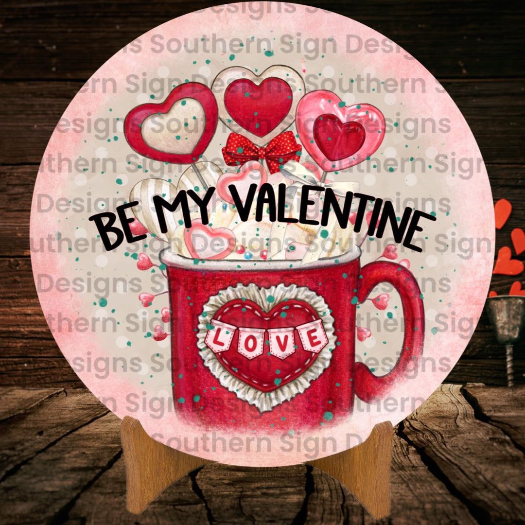 Red Mug Valentine Wreath Sign