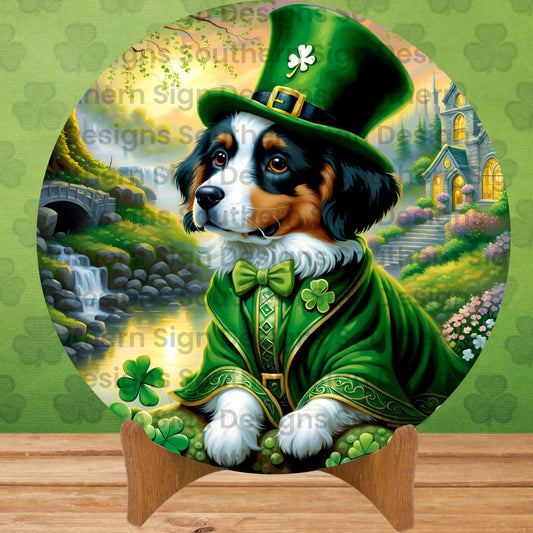 Adorable Puppy St Patrick’s Day Wreath Sign