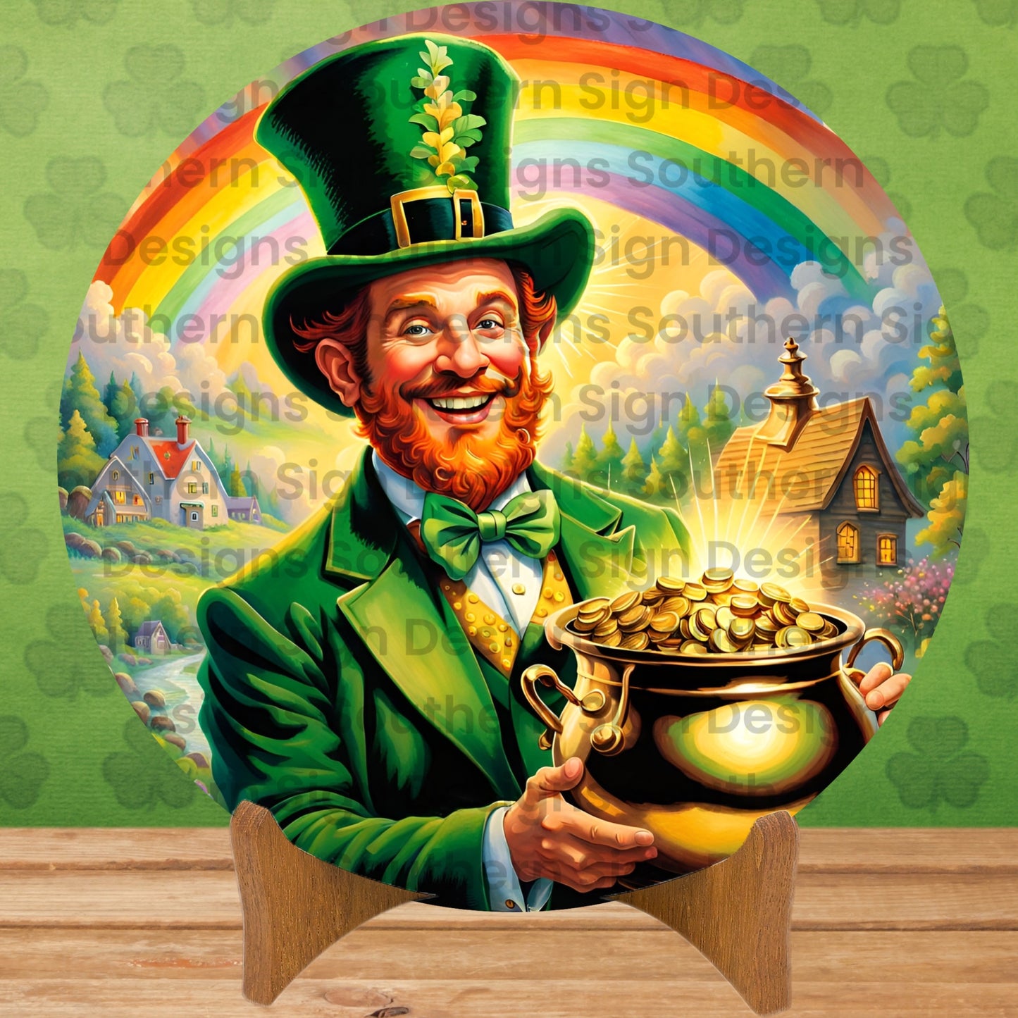 Rainbow Leprechaun St Patrick’s Day Wreath Sign