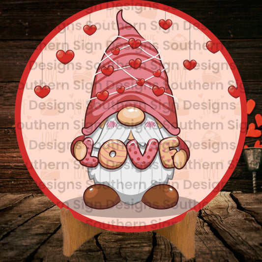 Love and Hearts Gnome Valentine Wreath Sign