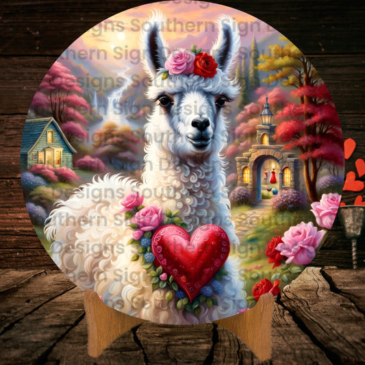 Llama Valentine Wreath Sign