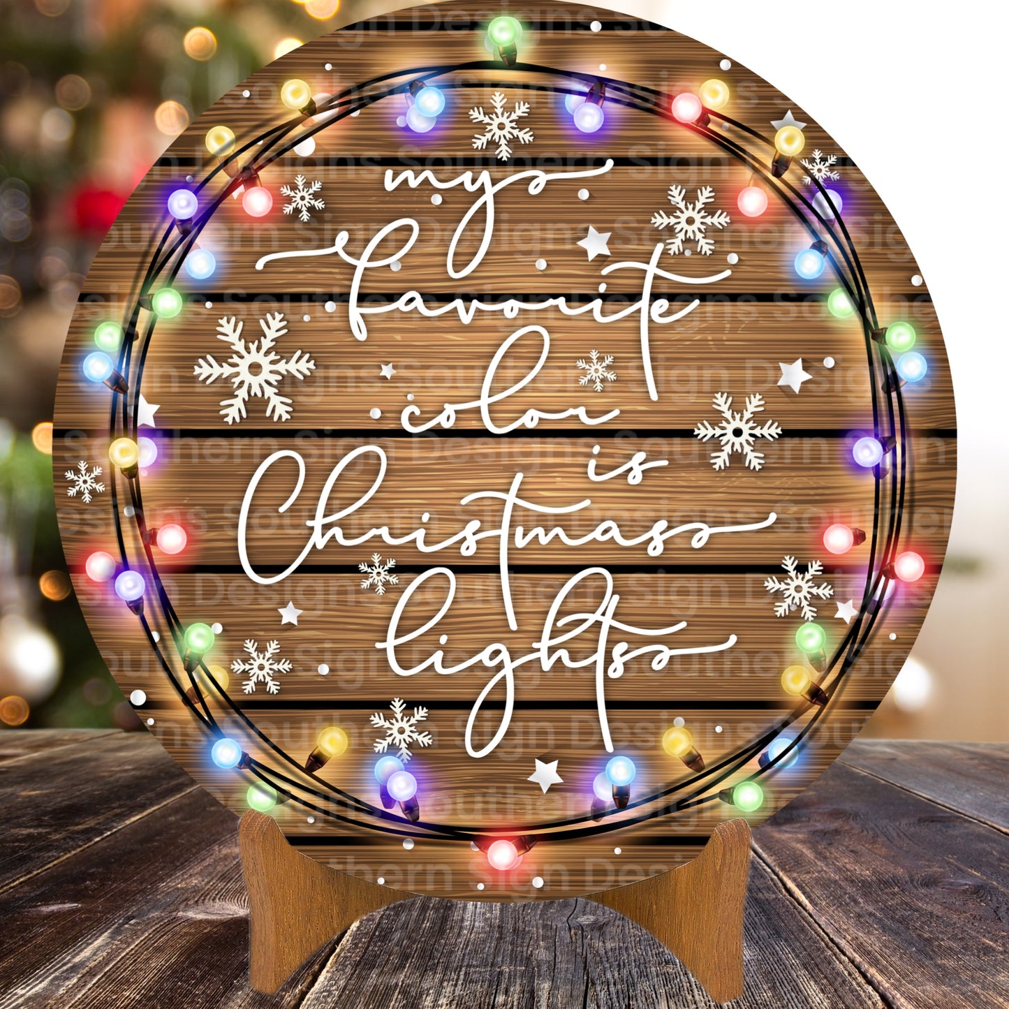 My Favorite Color is Christmas Lights Christmas Wreath Sign