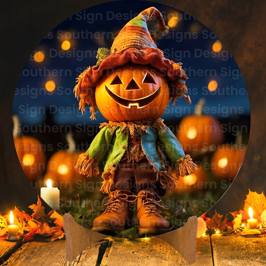 Happy Pumpkin Scarecrow Wreath Sign