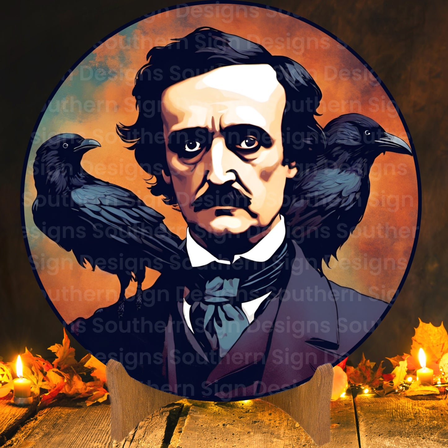 Quoth the Raven Edgar Allan Poe Halloween Wreath Sign