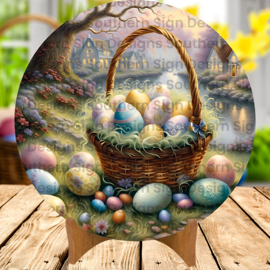 Basket of Eggs Easter Wreath Sign