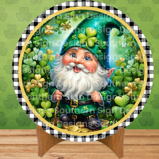 Happy Shamrock Gnome St Patrick’s Day Wreath Sign