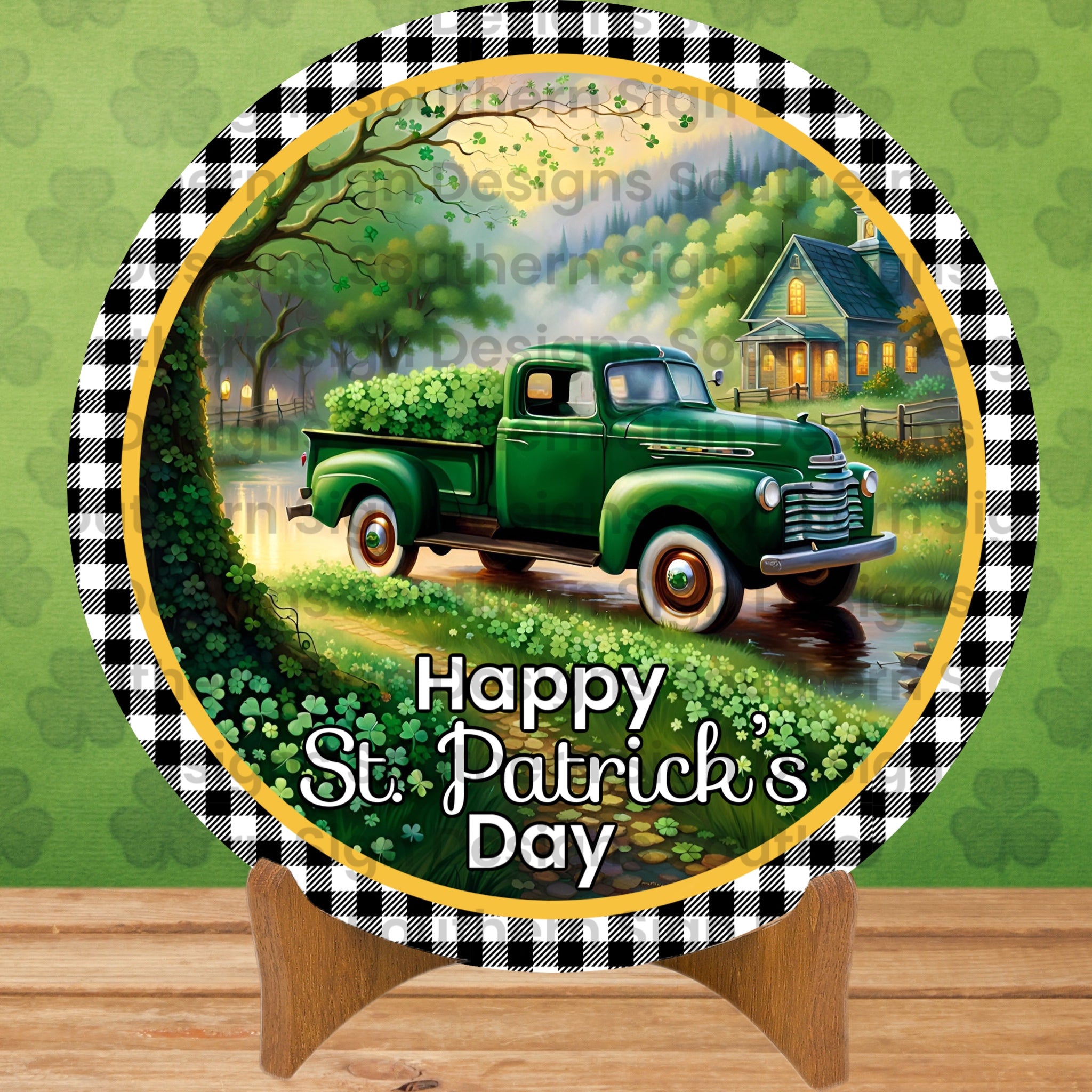 St patricks day Wreath, hotsell Loads of luck green truck wreath