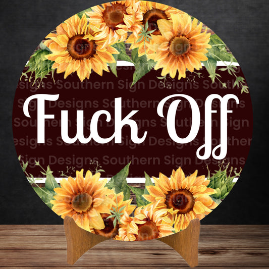 Sunflower Fuck Off Sarcastic Wreath Sign
