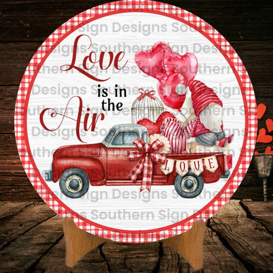 Love is in the Air Vintage Truck Valentine Wreath Sign