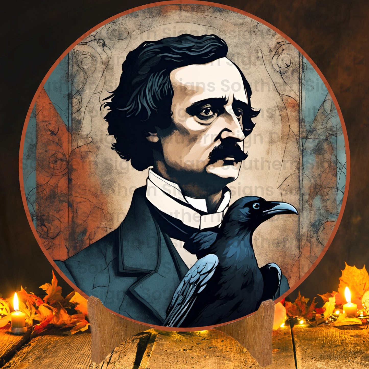 Nevermore Edgar Allan Poe Halloween Wreath Sign