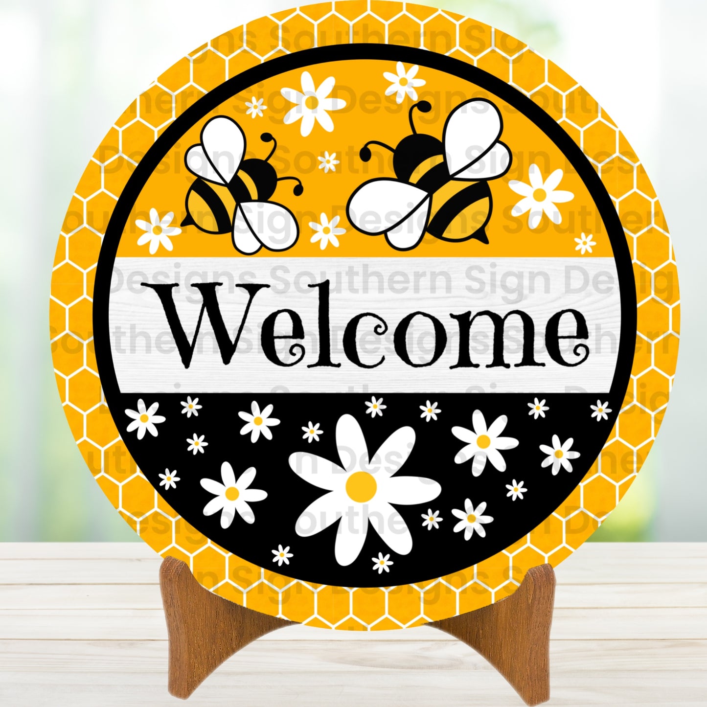 Bees and Daisies Wreath Sign