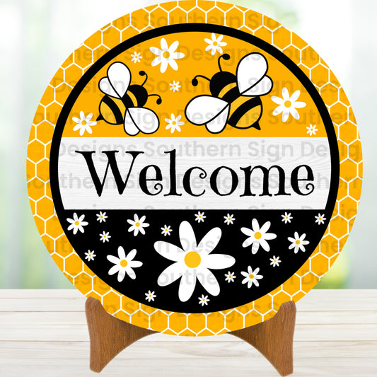 Bees and Daisies Wreath Sign