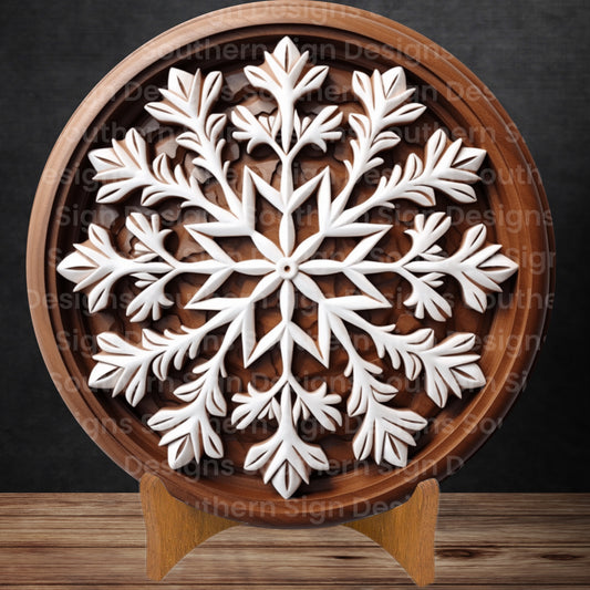 Faux Woodcarving Snowflake Wreath Sign
