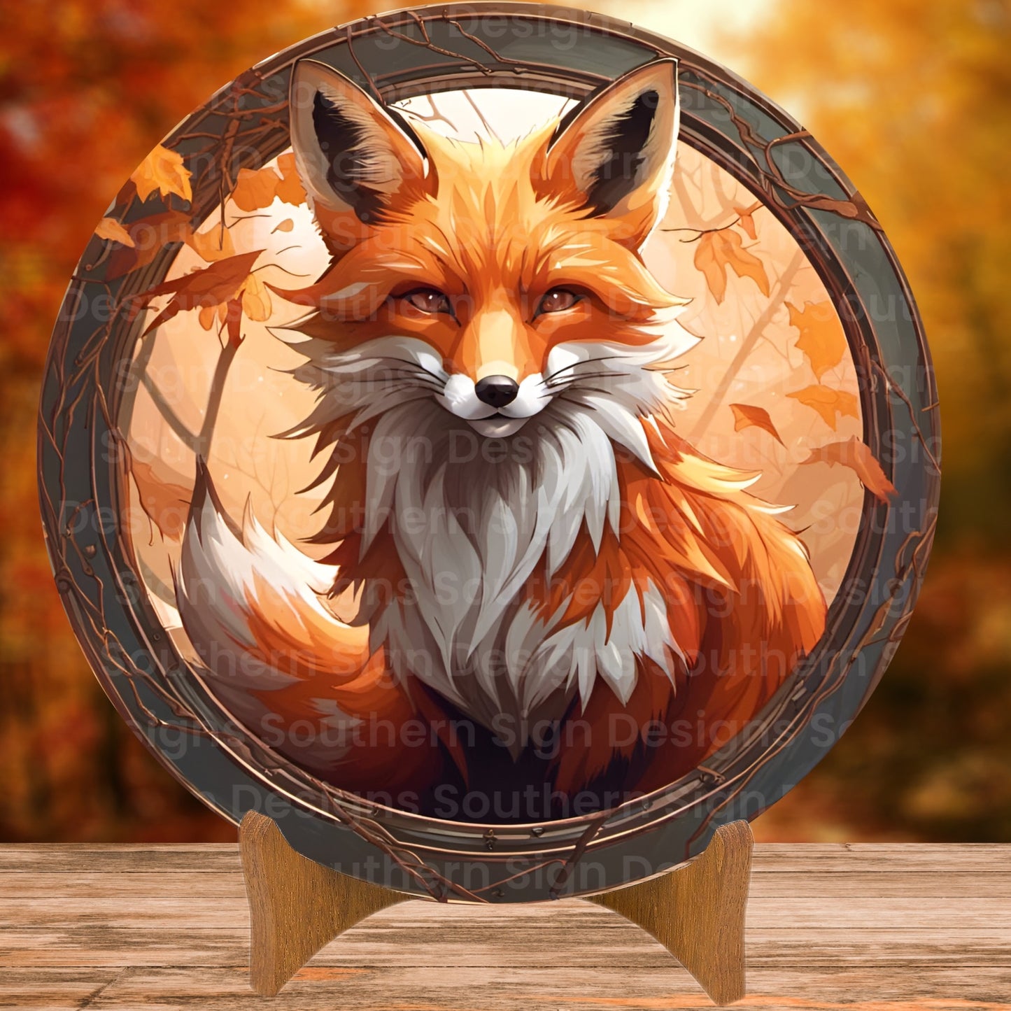 Autumn Fox Fall Wreath Sign