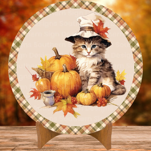 Sweet Autumn Kitten Fall Wreath Sign