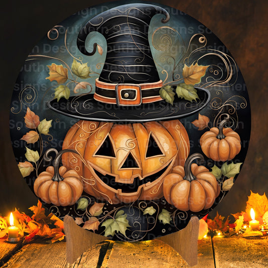 Whimsical Pumpkin Halloween Wreath Sign